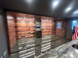 large glass door room
